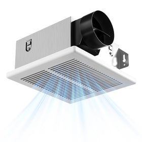 Amico bathroom exhaust fan front view showing compact housing for ceiling installation and quiet operation.