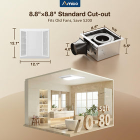 Amico LED light dim control in bathroom setting.