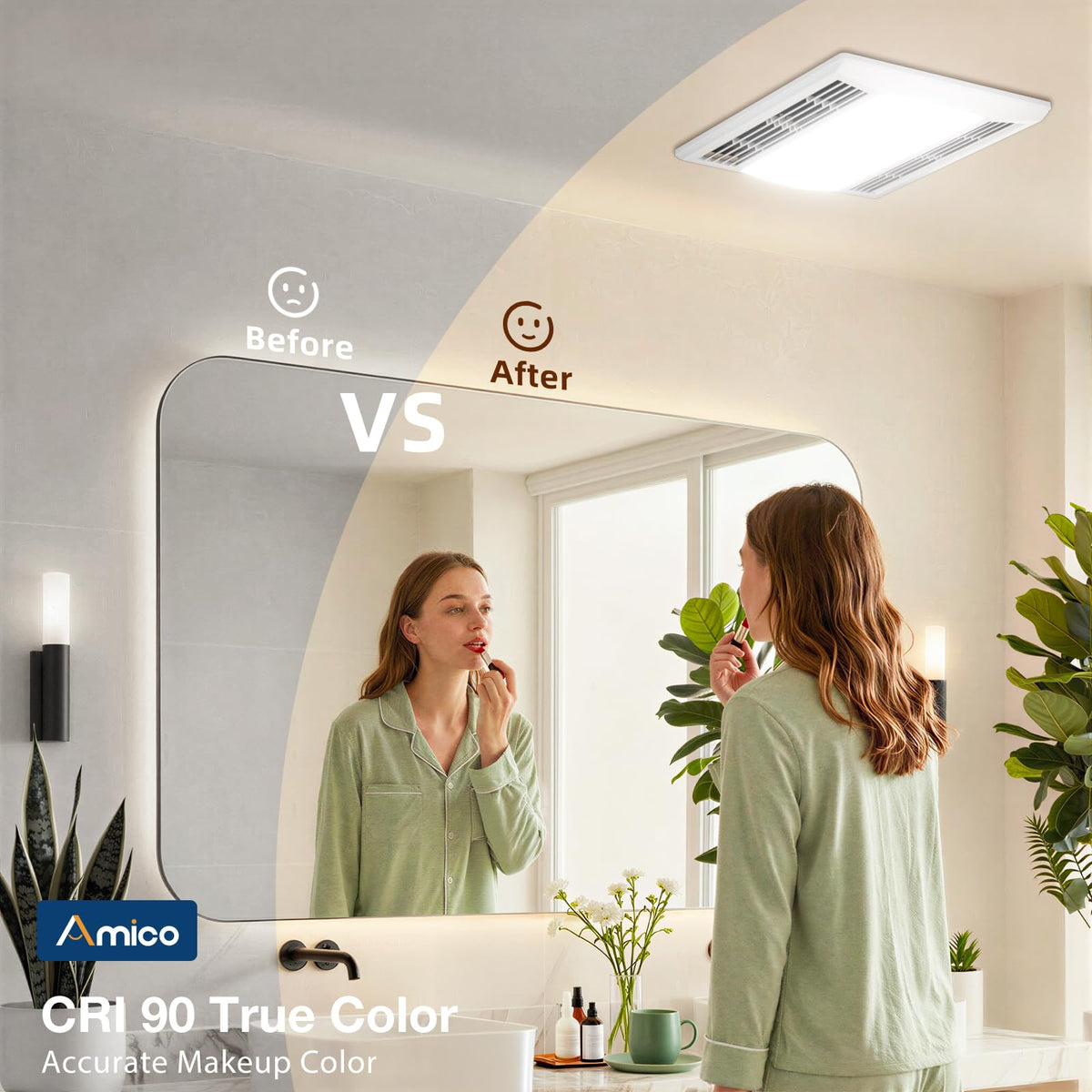 Amico whisper quiet operation during bathroom use.
