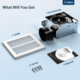 Amico 80 CFM unit fits bathrooms up to 80 sq ft