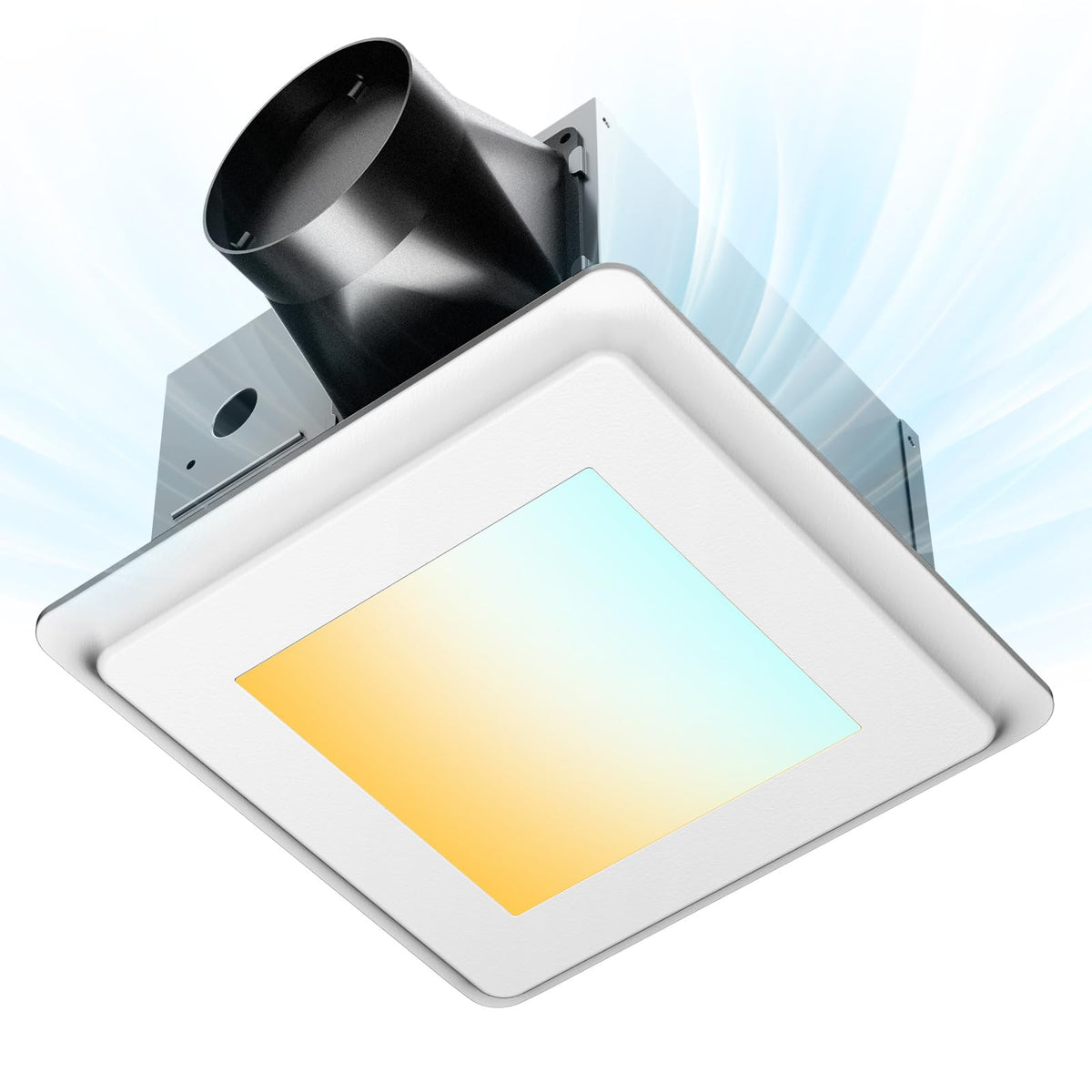 Amico bathroom fan light 110cfm reduces moisture for clearer mirrors.