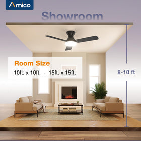 Amico black ceiling fan with remote for easy operation