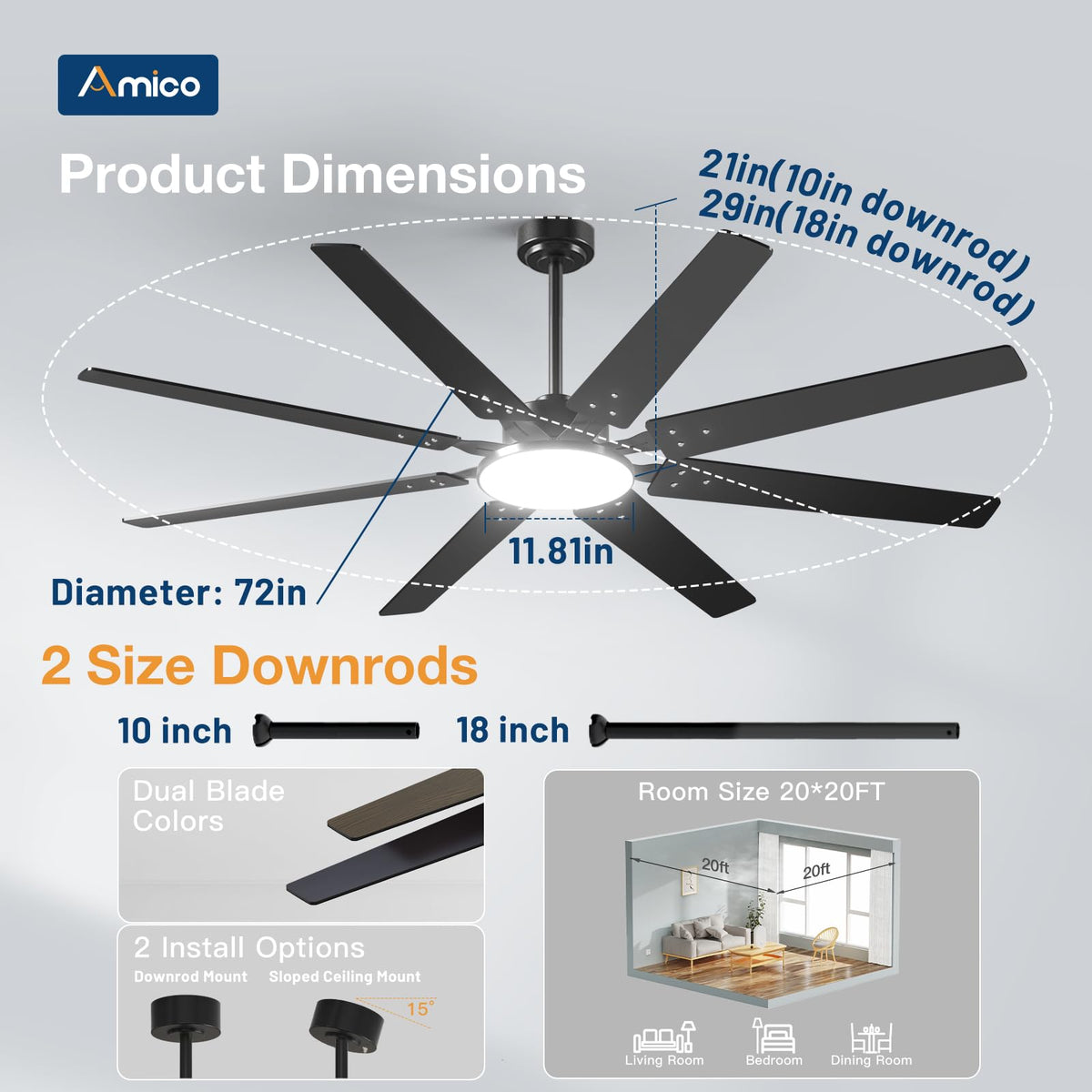 Amico black-walnut dual-tone finish complements modern and rustic decor