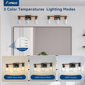 Amico bubble glass shades diffuse light softly for flattering bathroom illumination.