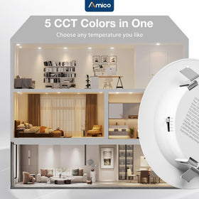 Amico recessed lights are dimmable for eye-friendly brightness control.
