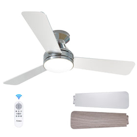 Amico 42in ceiling fan front view with nickel finish for modern spaces.