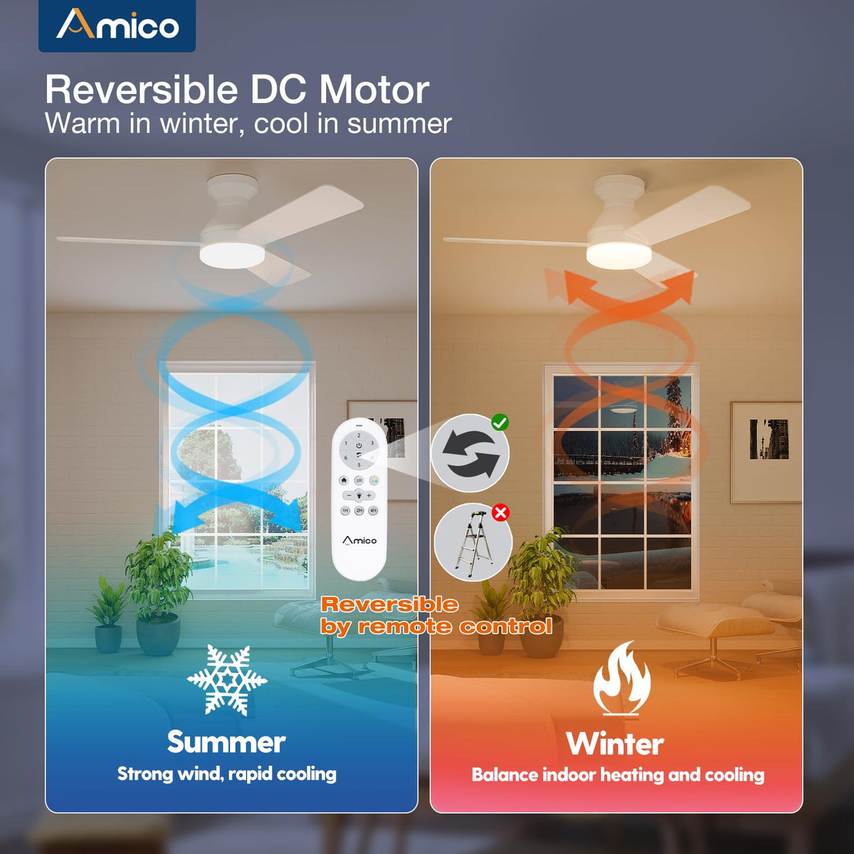 Amico dual-color blades show nickel and oak grain options.