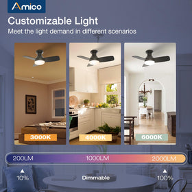 Amico dimmable light with 3000K-6000K creates flexible ambience.