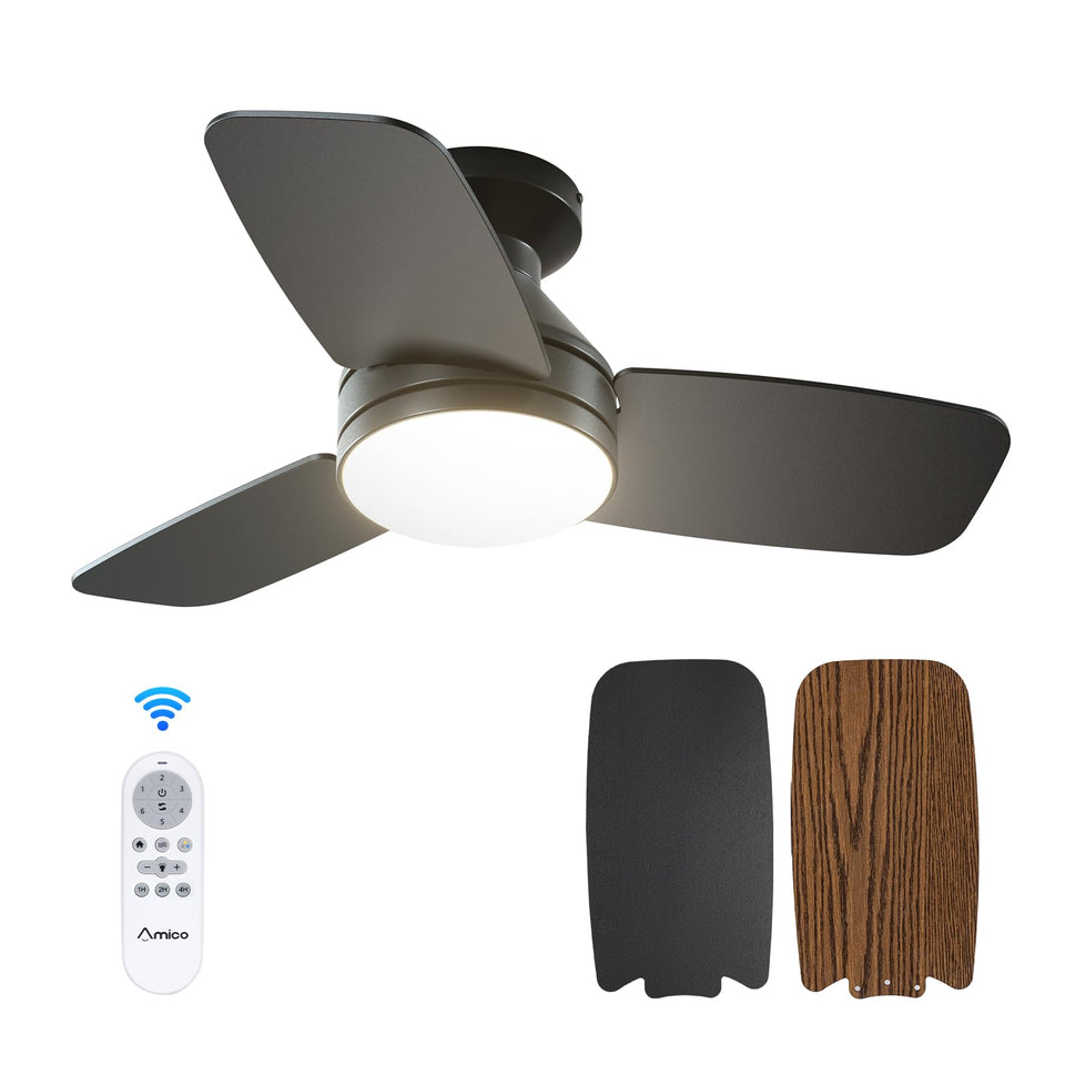 Amico ceiling fan with light remote control, convenient wireless operation for easy adjustments.