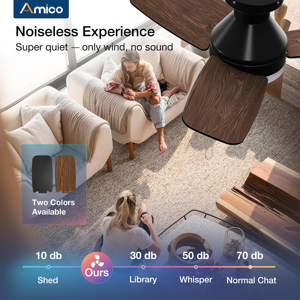 Amico whisper-quiet operation, ideal for calm bedrooms.