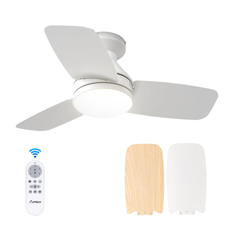 Amico ceiling fan with light remote in living room for seamless control.