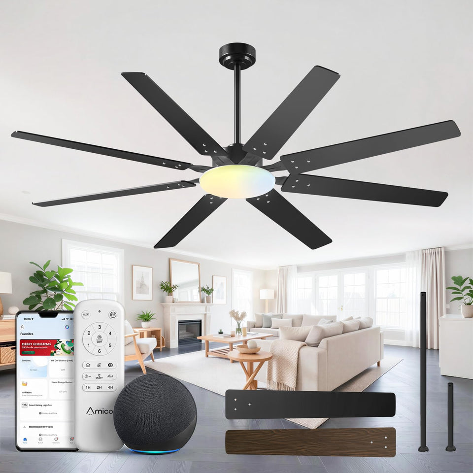 Amico 72-inch ceiling fan with dual-tone finish for large rooms
