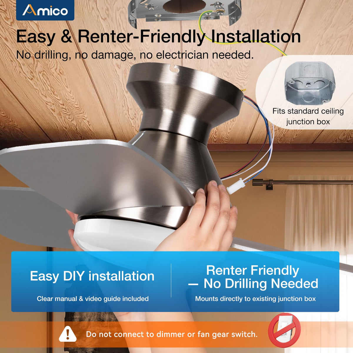 Amico memory function preserves last fan and light settings.