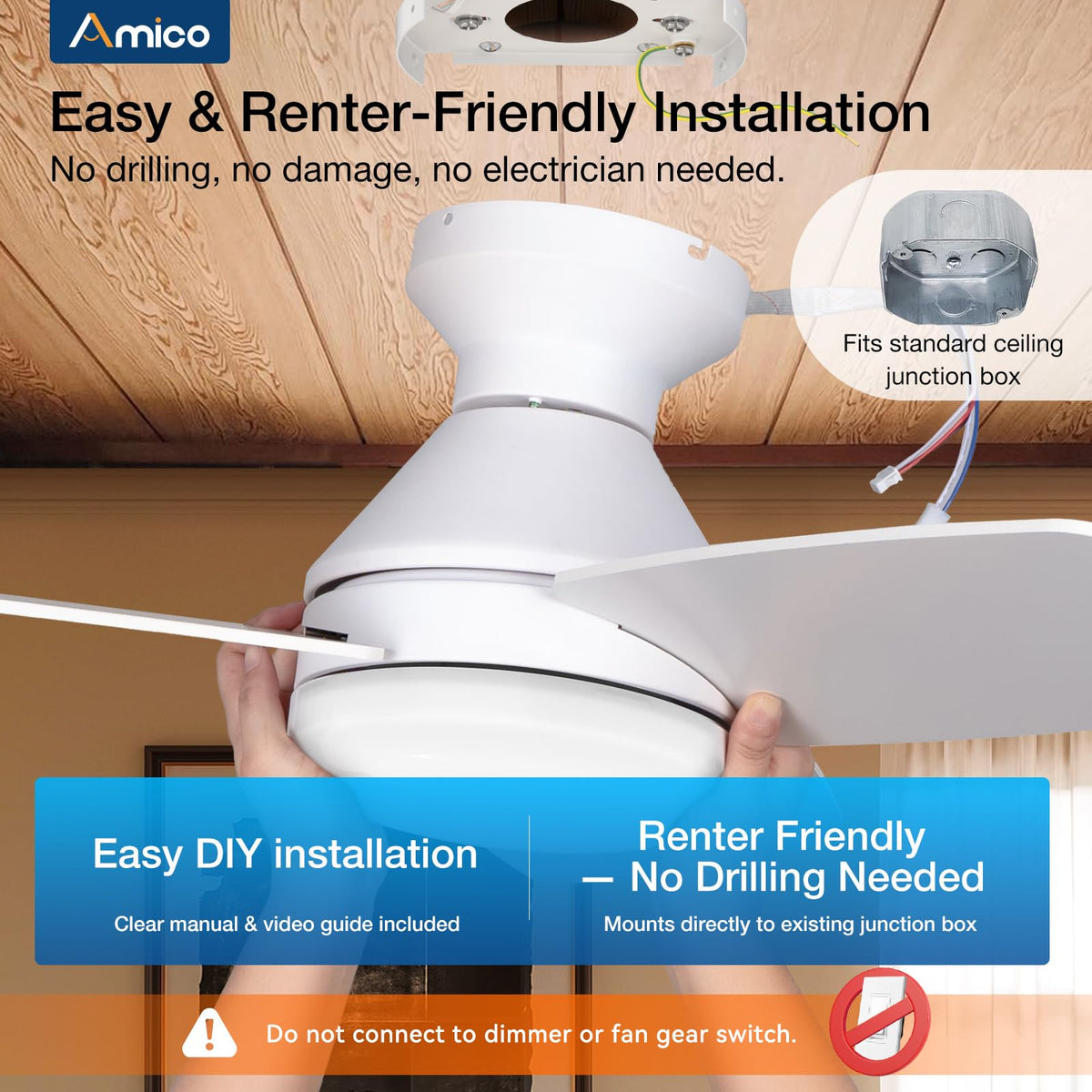 Amico memory and timer feature helps set preferences quickly.