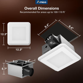Amico ceiling-mount exhaust fan operates quietly for a tranquil bathroom