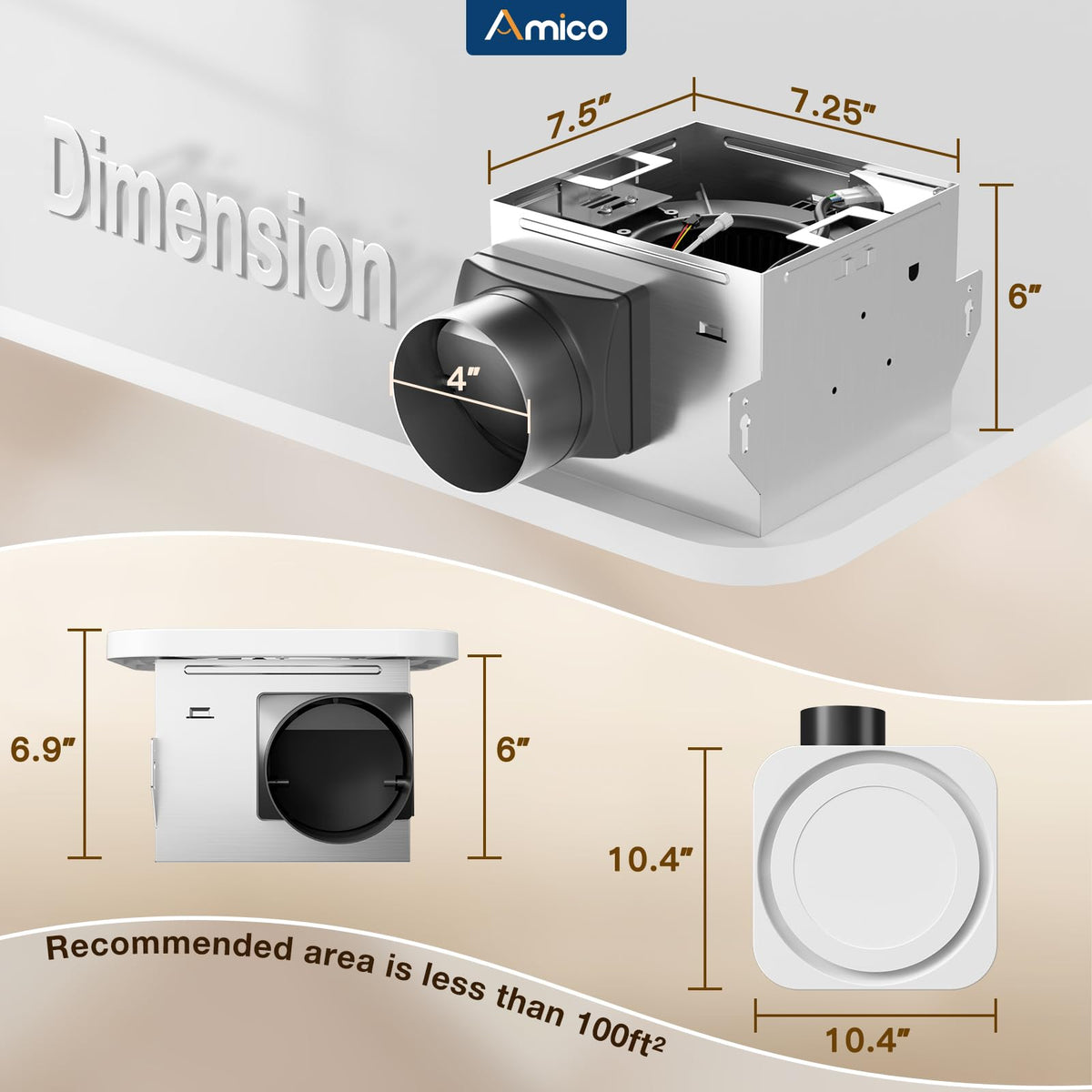 Amico ceiling-mount installation demonstrates quick, secure mounting.