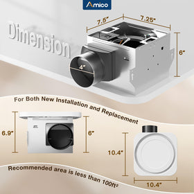 Amico ceiling-mounted ventilation fan in operation for bathroom ventilation