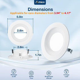 Amico damp-rated recessed lights for bathrooms and porches.