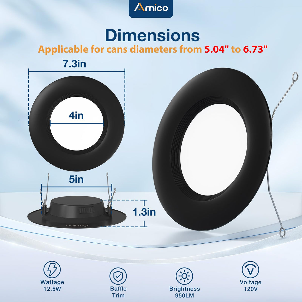 Amico damp-rated can lights for bathrooms and kitchens.