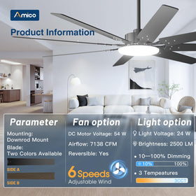 Amico dimmable light with 3 CCT for warm to cool ambience.