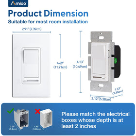 Amico dimmer plate included ensures clean wall appearance.