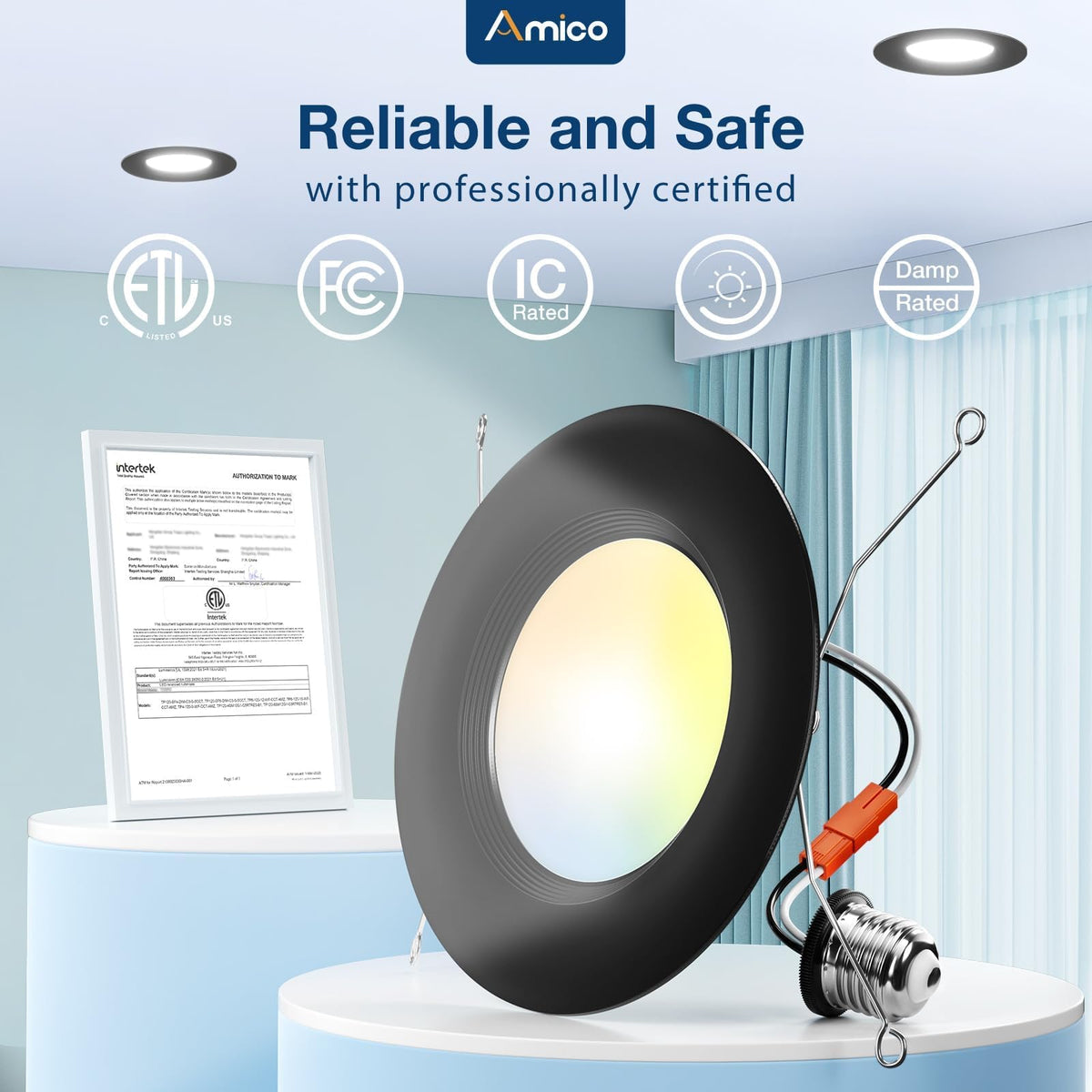 Amico LED can light with E26 base for easy DIY installation.