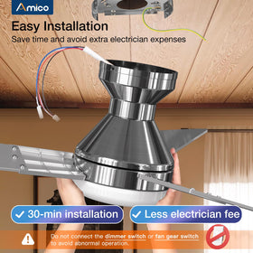 Amico easy-install renter-friendly ceiling fan with step-by-step guides