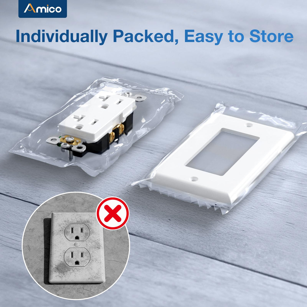 Amico outlet terminals with clear labeling for quick wiring