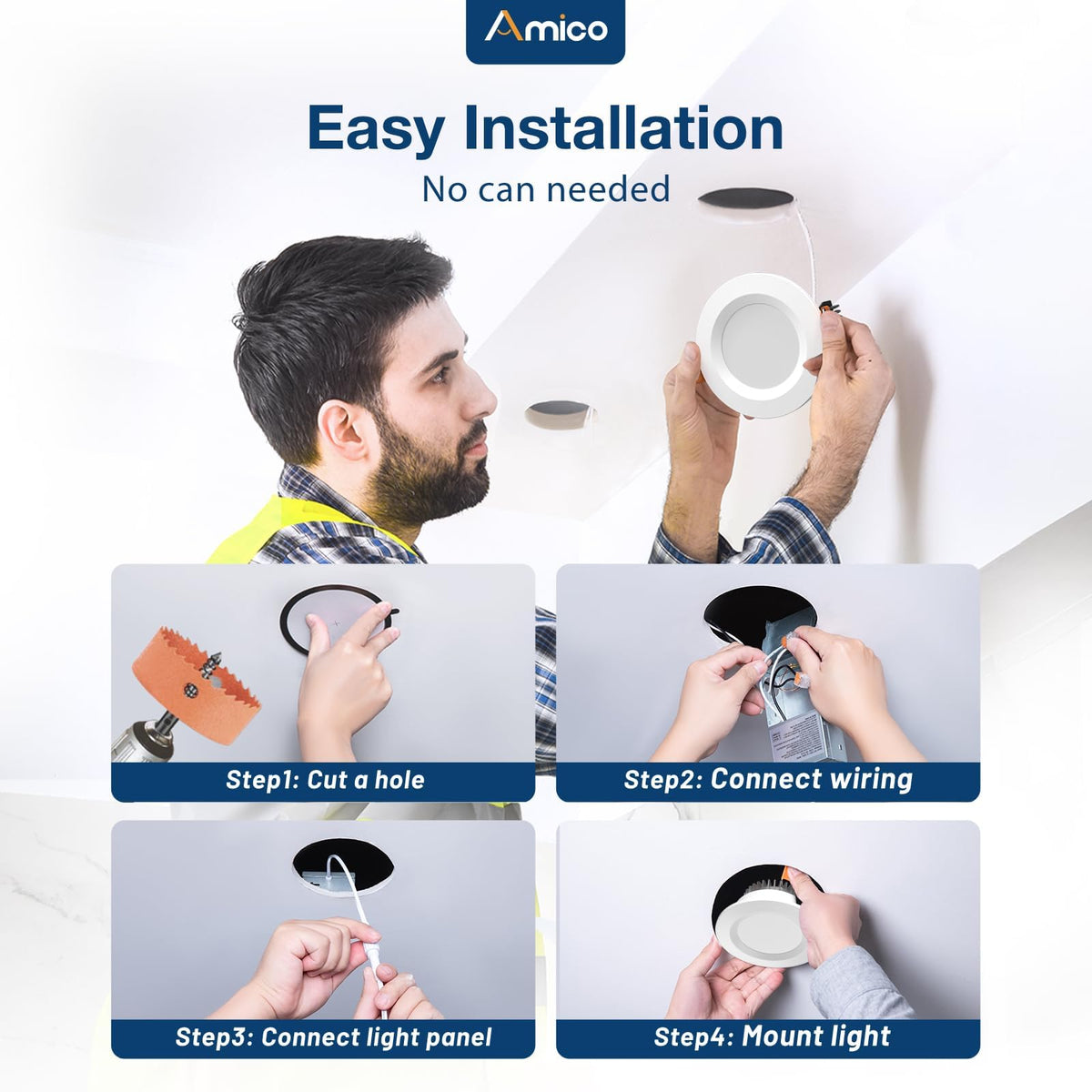 Amico ETL and FCC certified downlight for safe installation