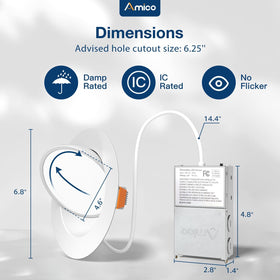 Amico ETL/FCC certified recessed light ensures reliable safety and performance.