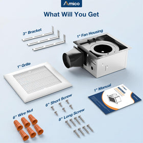 ETL and FCC certifications displayed on Amico fan
