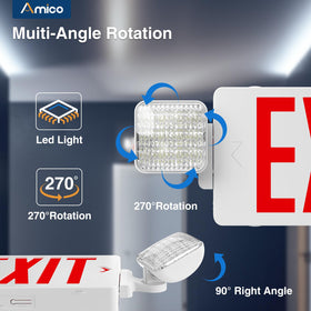 Amico exit sign compatible with 120/277V AC for easy installation.