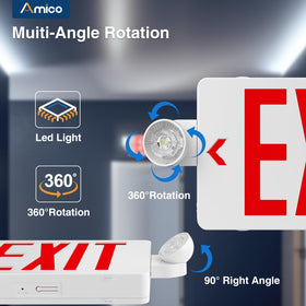 Amico exit sign ceiling-mount ready for new construction