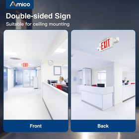Amico exit sign wall or ceiling mount with canopy included.