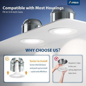 Amico fast-install 15-second ceiling upgrade with 6-inch can lights.