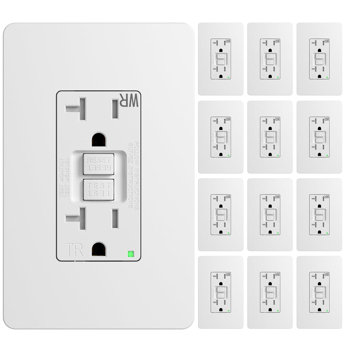 Amico GFCI outlet 20A with wall plate for safe indoor and outdoor power access