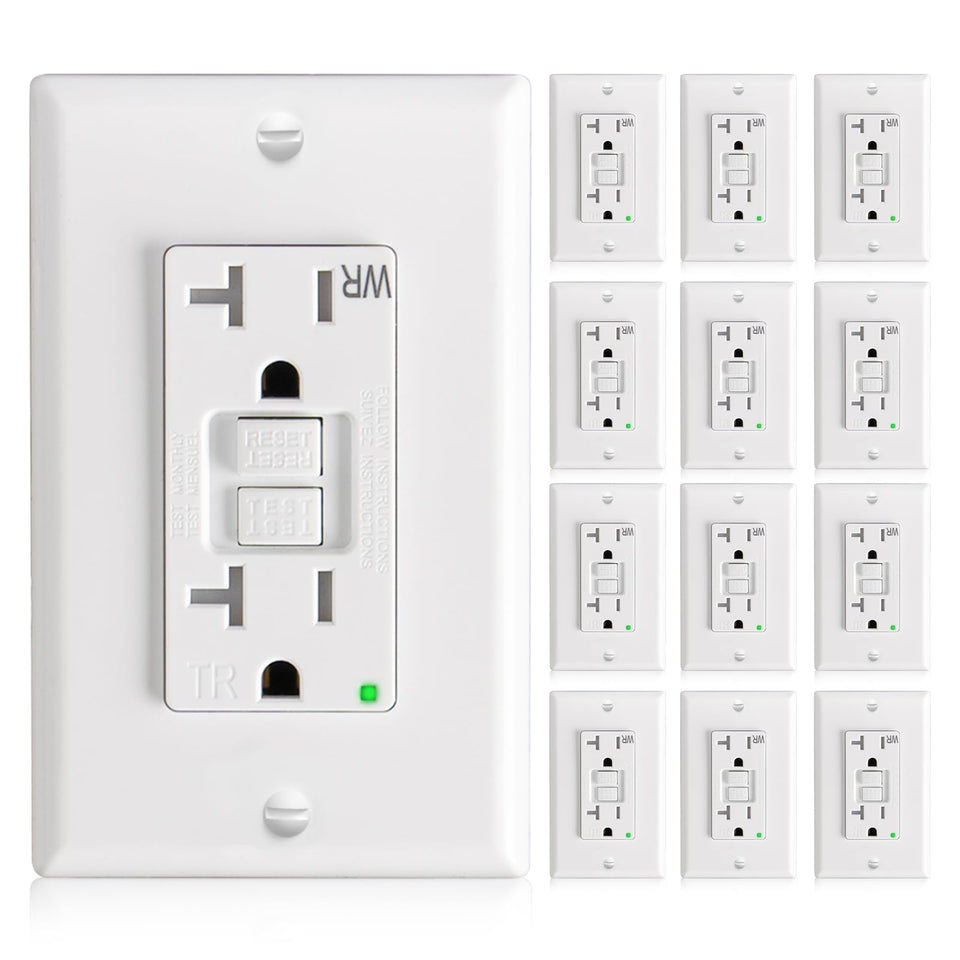 Amico GFCI outlet 20A weather-resistant outdoor setup highlights safety and durability.