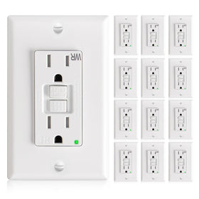 Amico GFCI outlet thinner design shown in wall box for easier installations