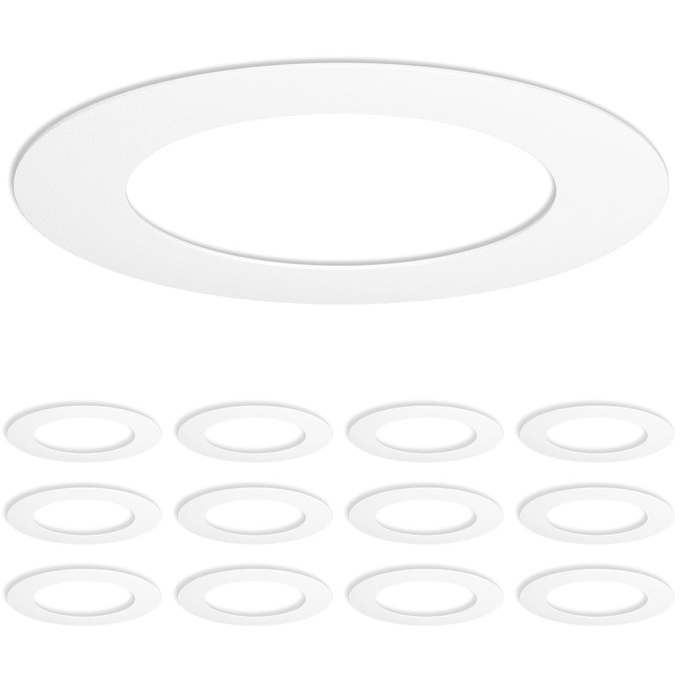 Amico Goof Ring for 6-inch recessed lights conceals rough drywall for a clean ceiling