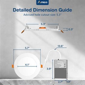 Amico IC-rated canless design ensures safe insulation contact.