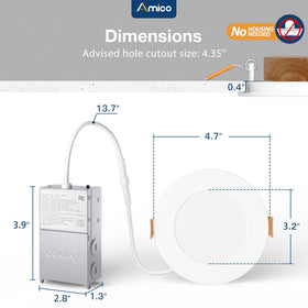 Amico junction box with thermal protection feature for safe insulation contact.
