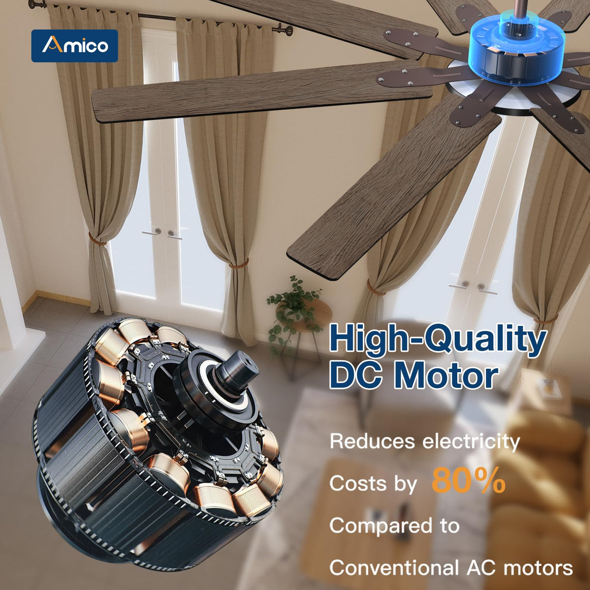 Amico memory function saves light brightness and fan settings