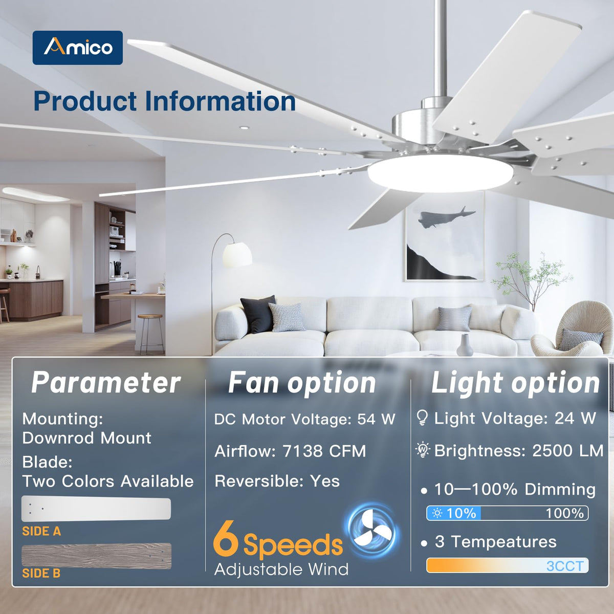 Amico whisper-quiet operation at 35 dB for quiet nights