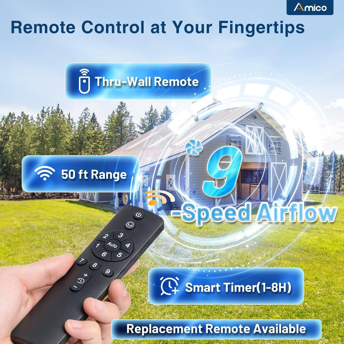 Amico quiet operation at 42 dB keeps spaces calm.