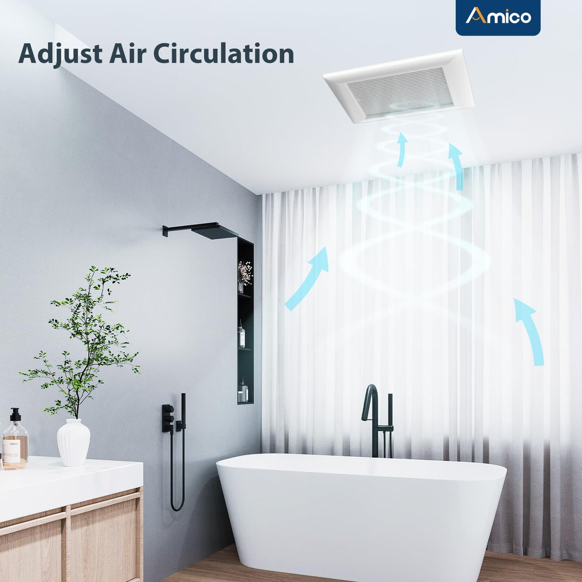 Amico 1.5 sones quiet operation maintains a calm space.