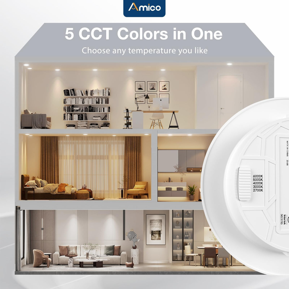 Amico 1050 lumens from 12W provide bright, energy-efficient illumination.