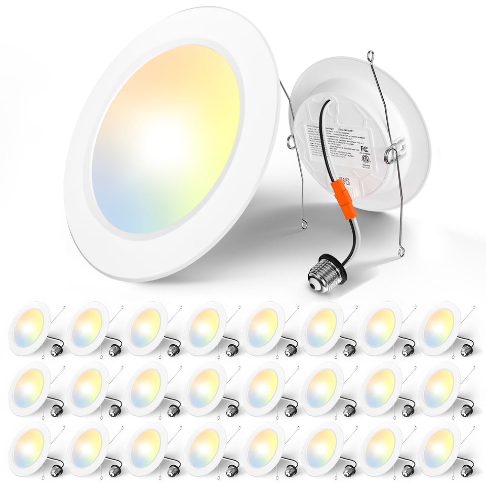 Amico recessed lighting 5-6 inch pack front view showing wide ceiling coverage