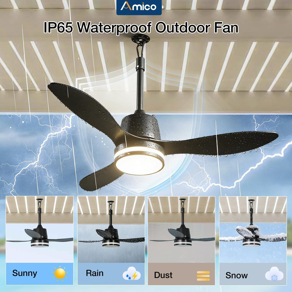 Amico remote control ceiling fan offers convenient air flow at your fingertips.