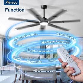Amico remote control enabling quick speed and lighting adjustments.