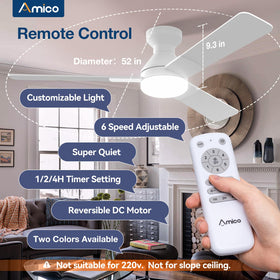 Amico remote control image demonstrating easy speed and light adjustments from distance.